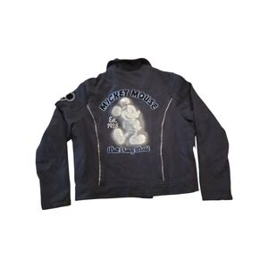 Disney Parks Womens XL Cropped Jacket Sequined Mickey Zippered Y2K Authentic WDW